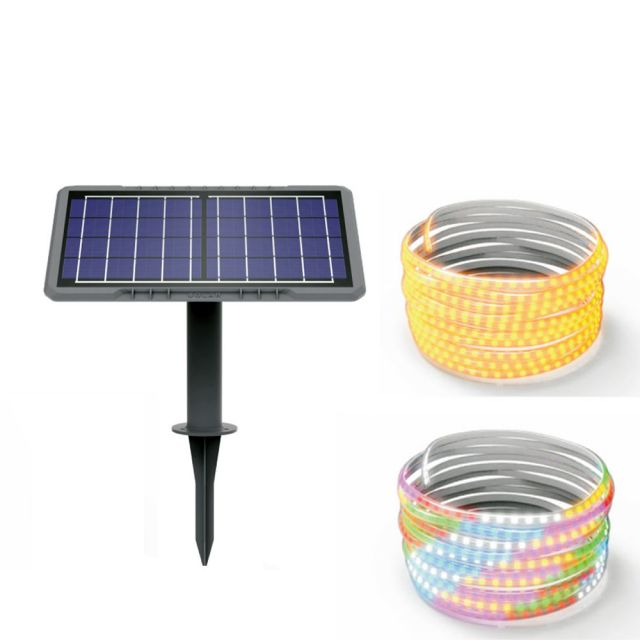 MJ-SM200 Luz tibia exterior al aire libre impermeable luces de cinta LED con alimentación solar para patio de jardín doméstico 